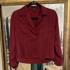 Banana Republic Deep Red collared blouse Shirt xxs